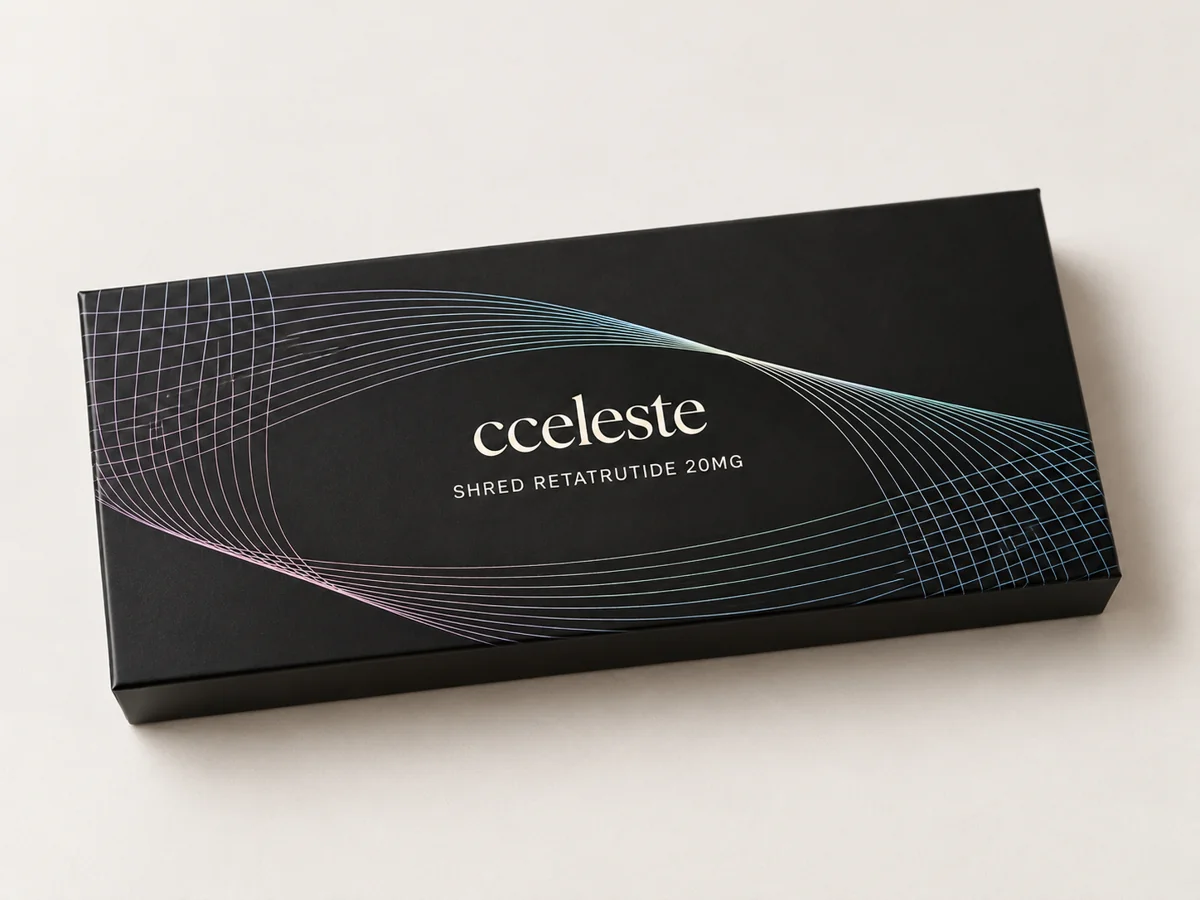 Cceleste Retatrutide · Research pen · 20 mg — official product packaging